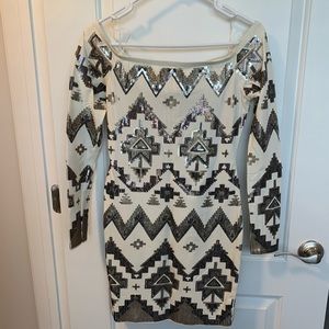 Express size Small sequin white dress, worn once!